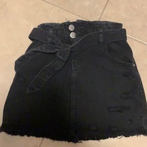 Zara paperbag black denim skirt, size 6.